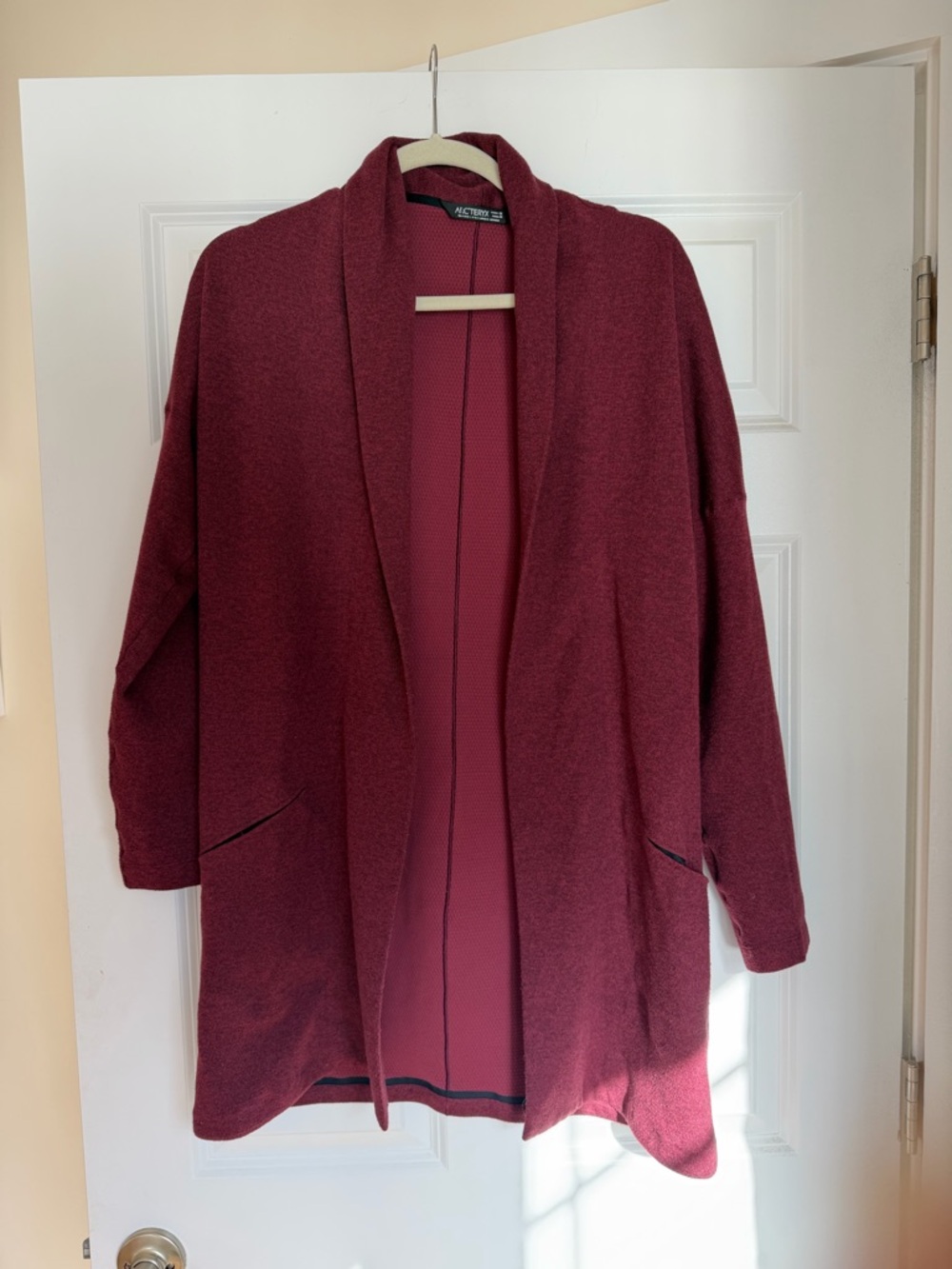 Arc'teryx Burgundy Open-Front Knit Cardigan
